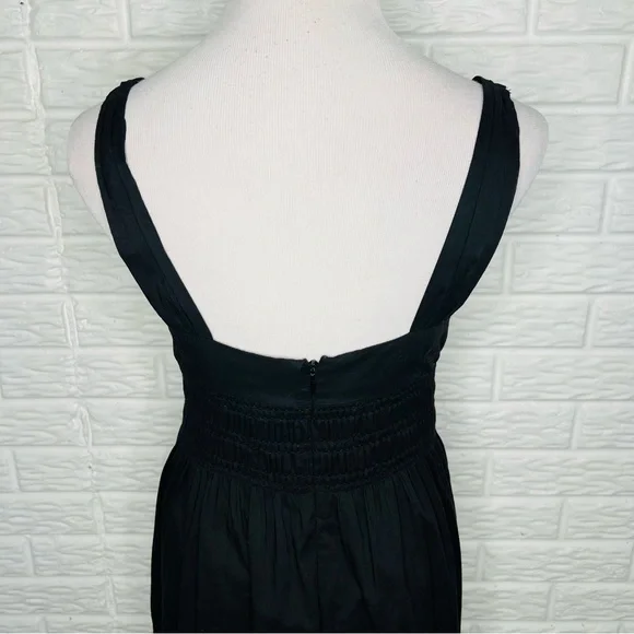 VINCE Smocked Black Sundress Lined Cotton Size 6 - Picture 5 of 7